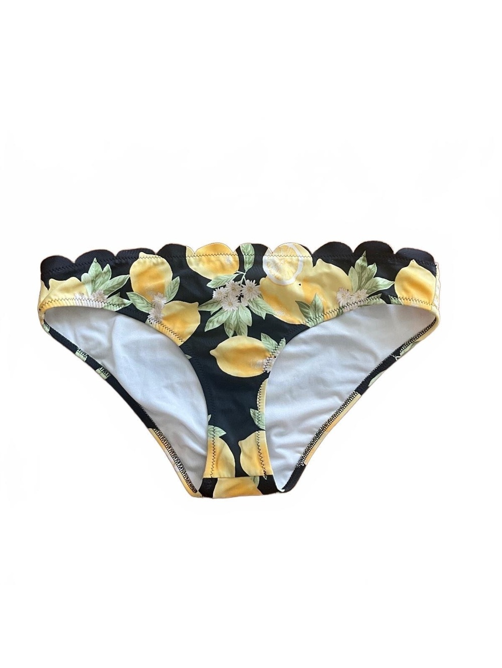 Shade & Shore Scalloped Lemon Print Bikini Bottoms